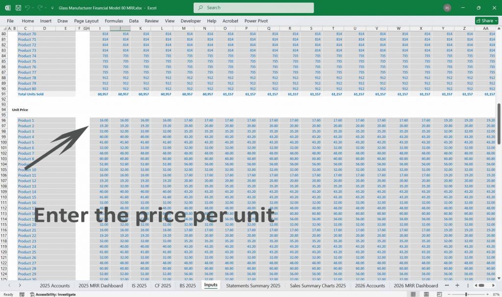Glass Manufacturer Finance Model