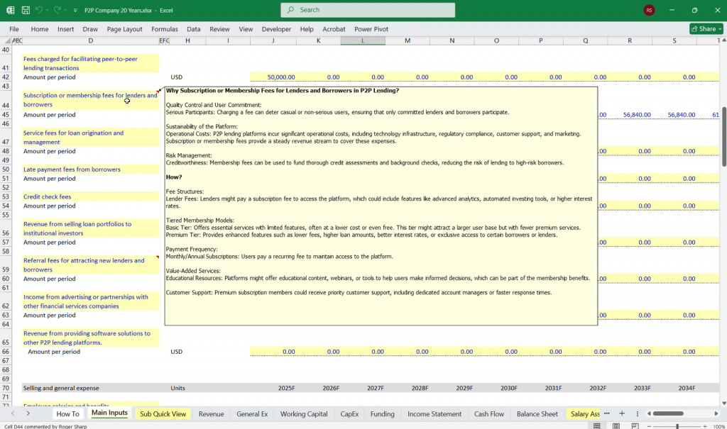 Peer-to-Peer Lending Financial Model