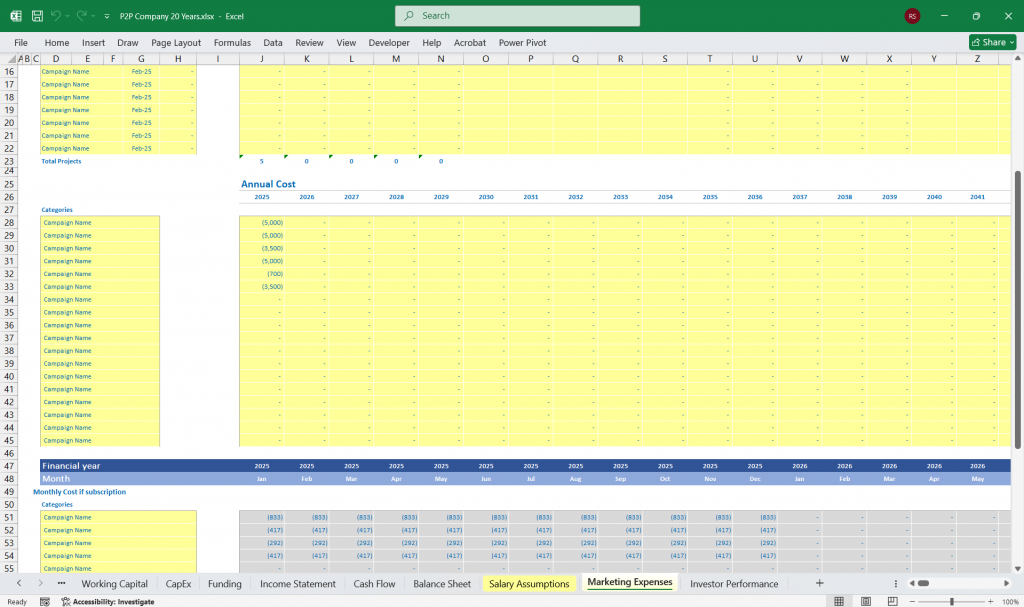 Peer-To-Peer Lending Income Statement
