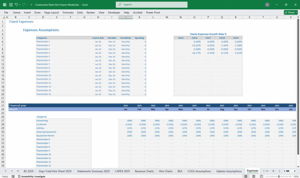 Construction Plant Hire Finance Model