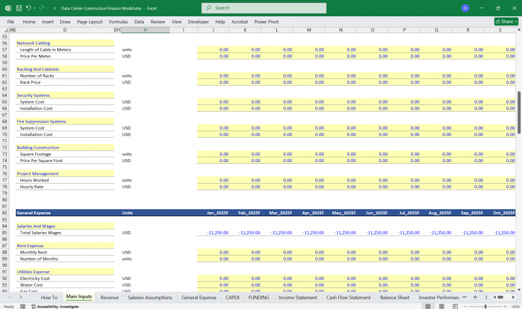 Data Center Construction Financial Model