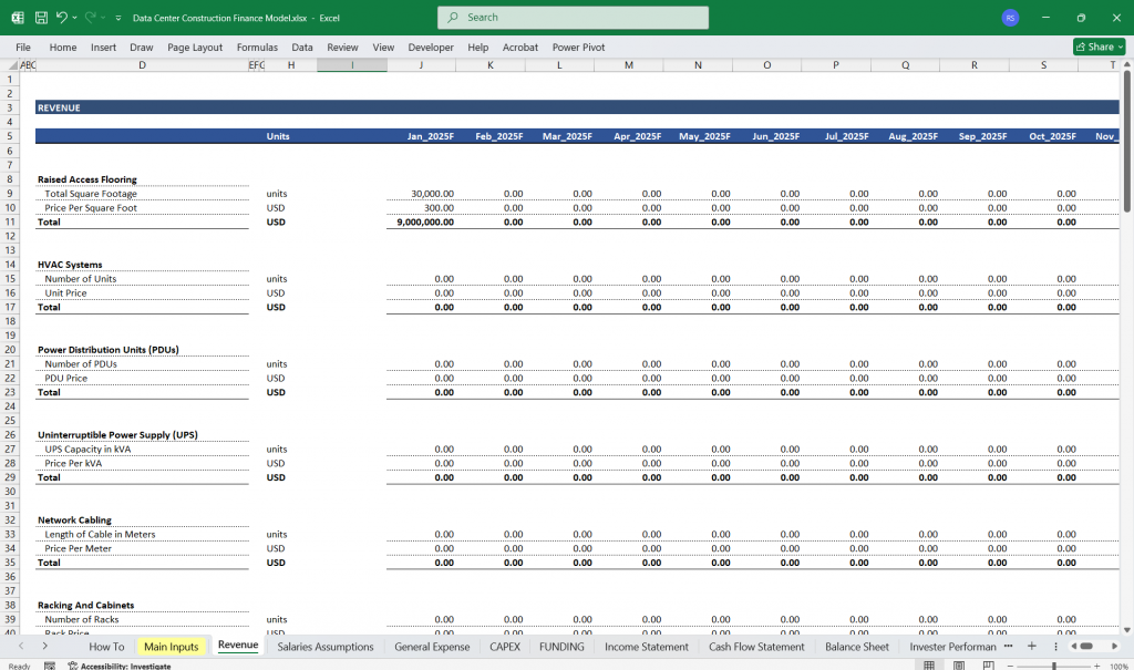 Data Center Construction Financial Model