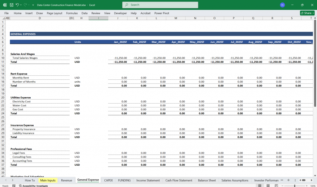 Data Centre Construction Finance Model