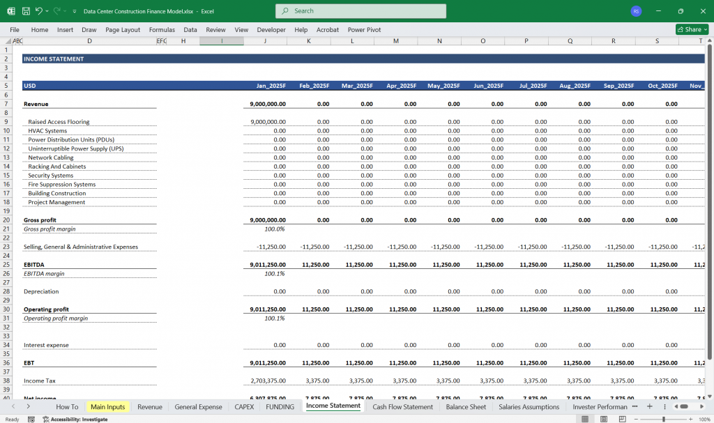 Data Center Construction Financial Model