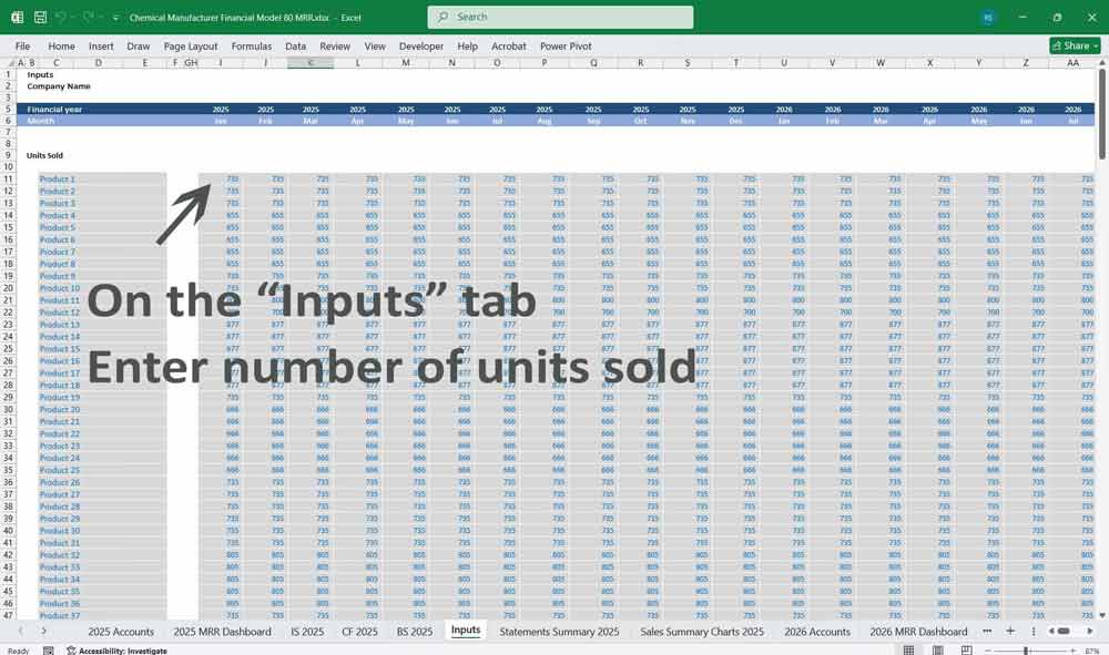 Chemical Manufacturer Financial Model