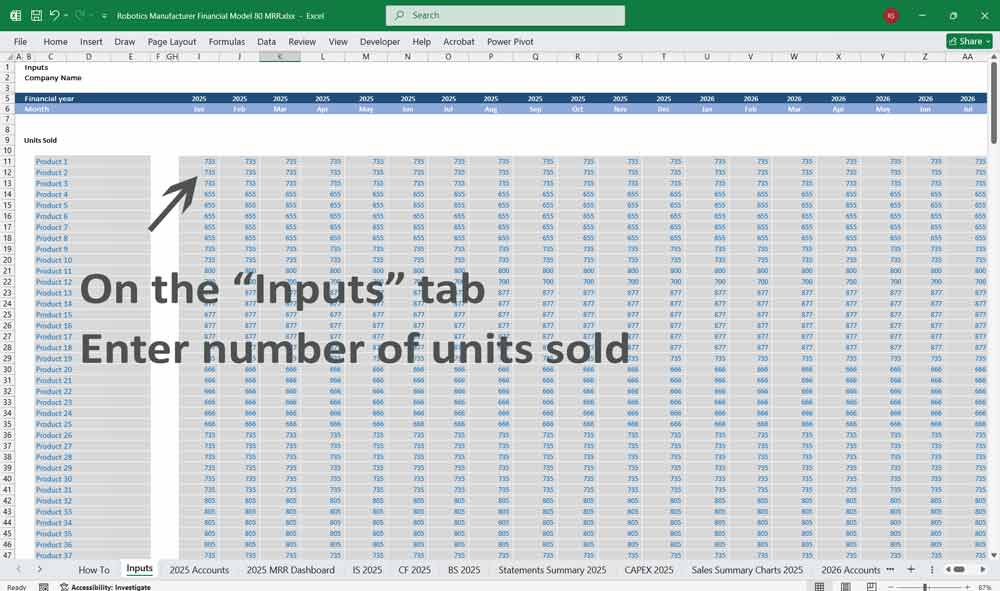 Robotics Manufacturer Financial Model