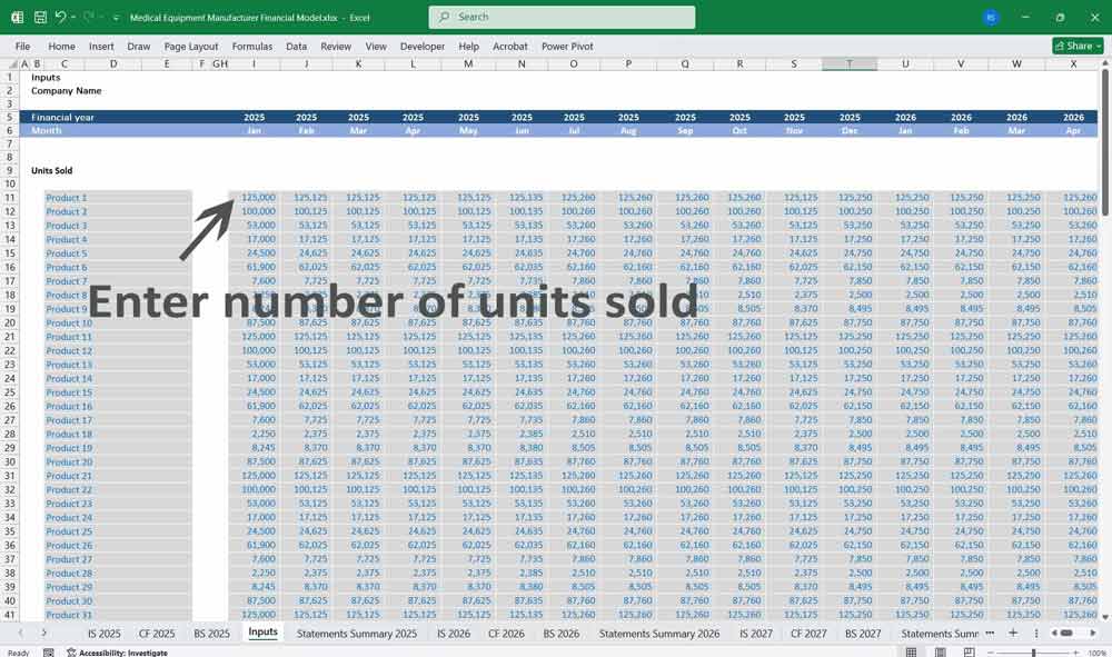 Medical Equipment Manufacturer Financial Model