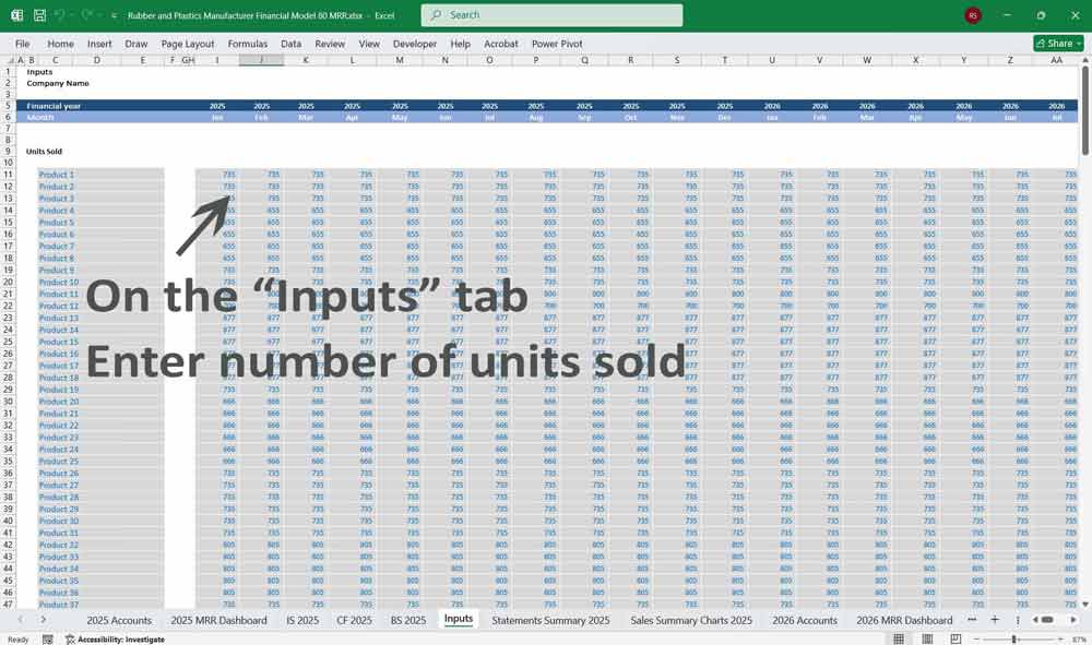 Rubber and Plastics Manufacturer Financial Model