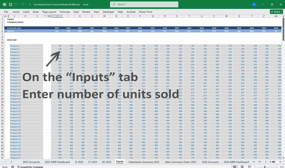 Tool Manufacturer Financial Model