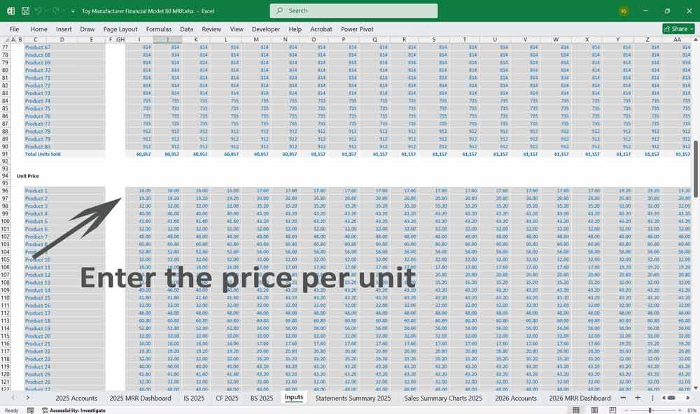 Toy Manufacturer Financial Model