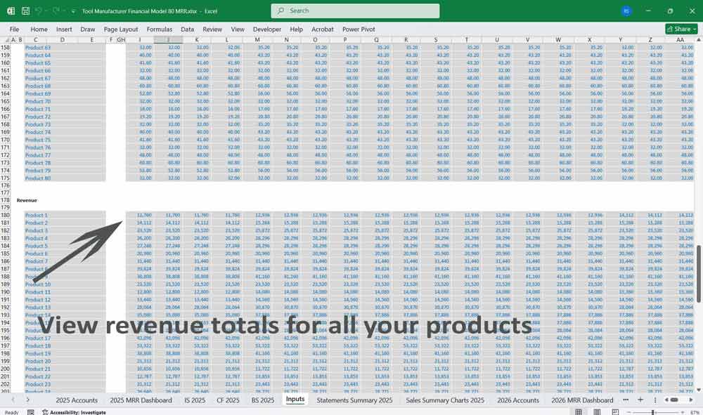 Tool Manufacturer Financial Template