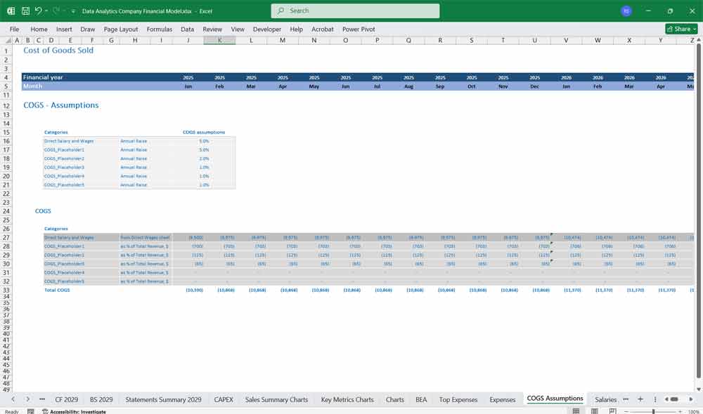Data Analytics Financial Model