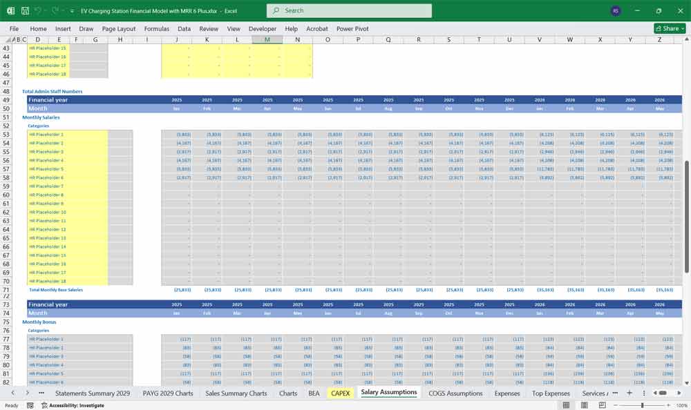 EV Charging Station Expenses Template