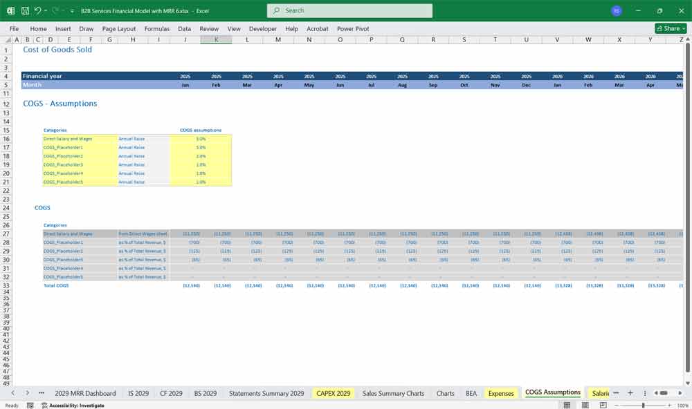 B2B Services Financial Model