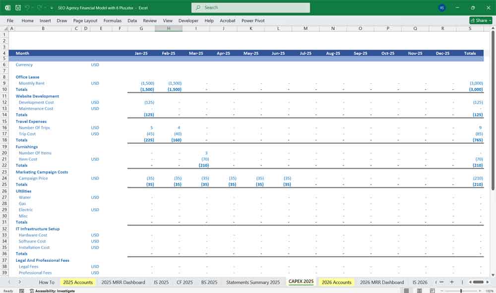 SEO Agency Finance Model