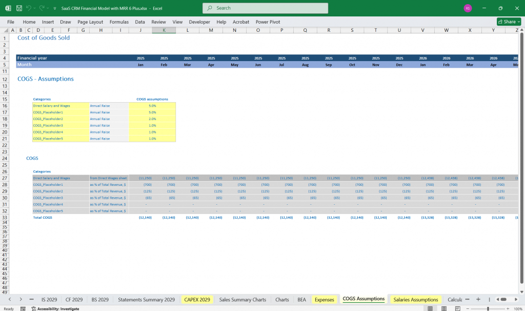 SaaS CRM Financial Model