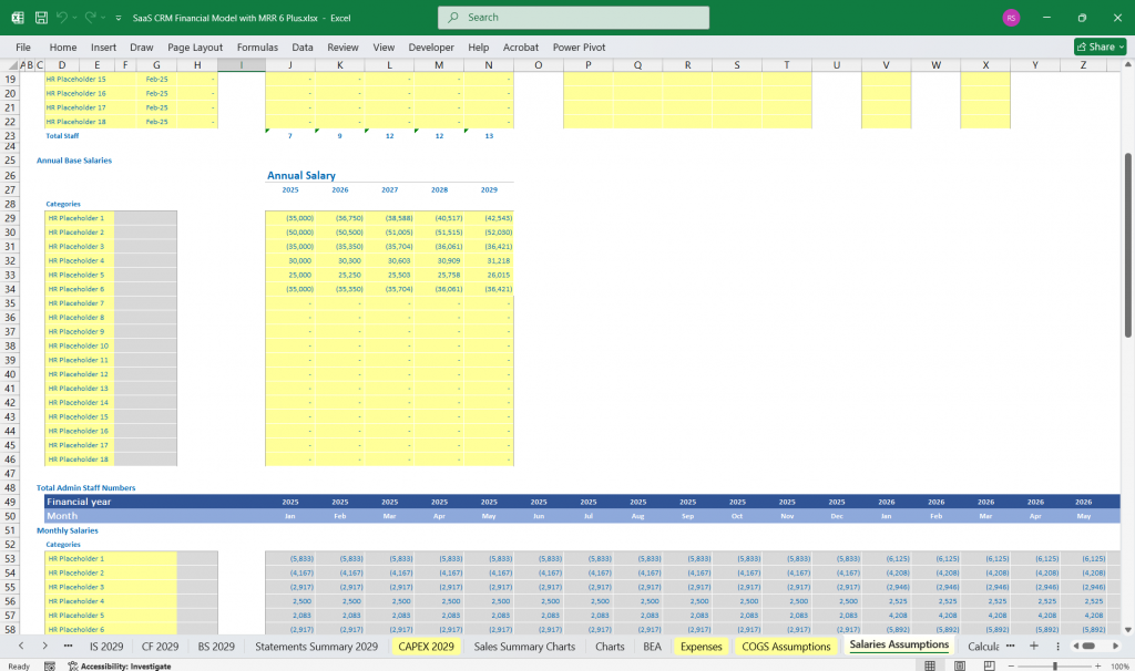 SaaS CRM Financial Model