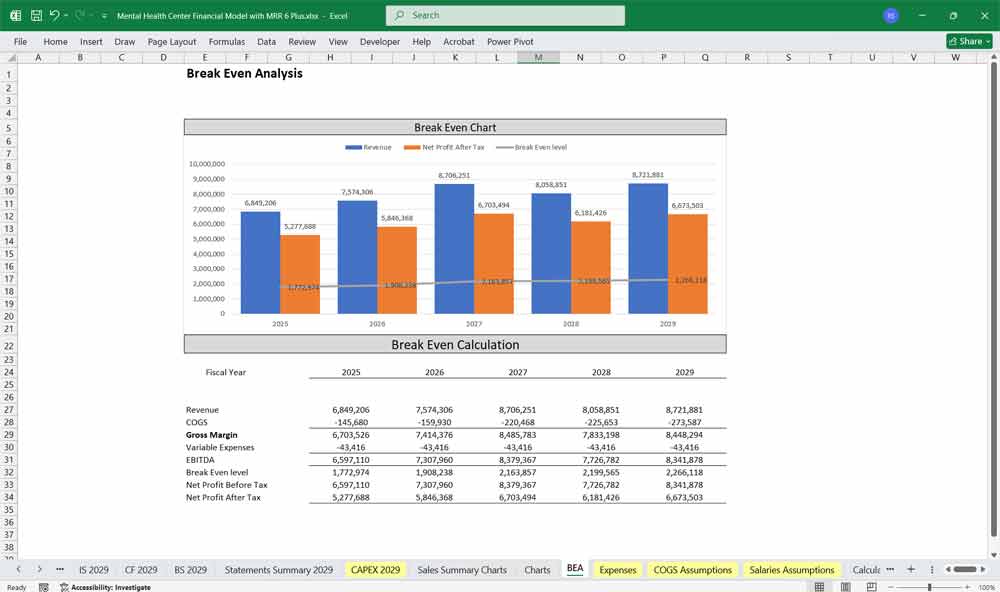 Mental Health Center Financial Model