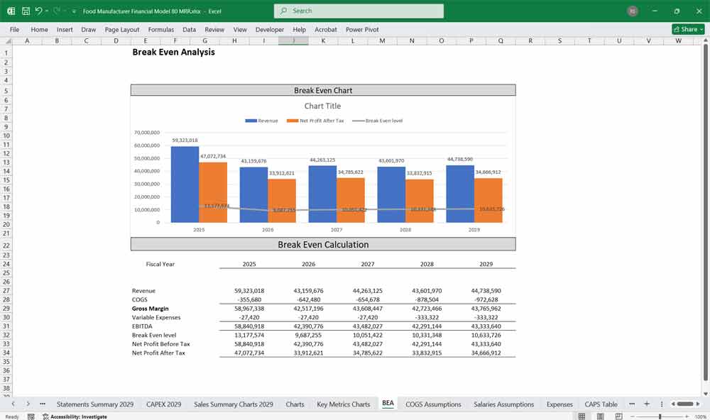 Food Manufacturer Financial Model