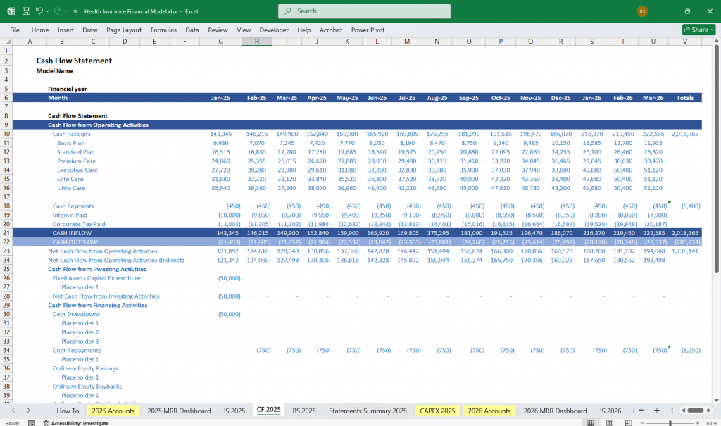 Health Insurance Company Financial Model