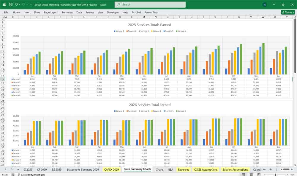 Social Media Marketing Financial Template