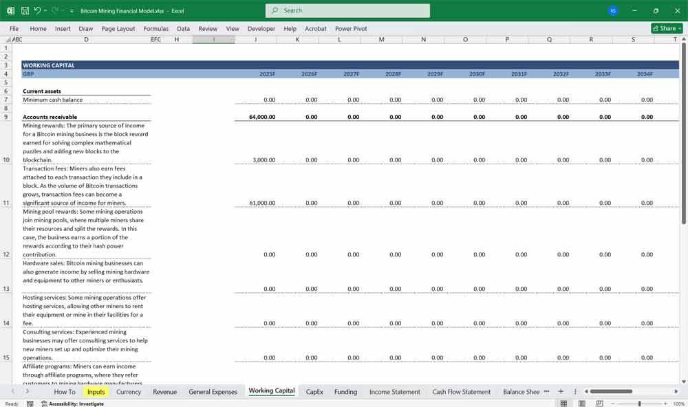 Bitcoin Mining Financial Model