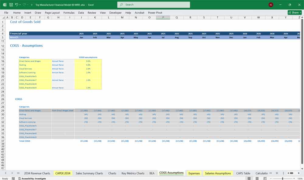 Toy Manufacturer Finance Model
