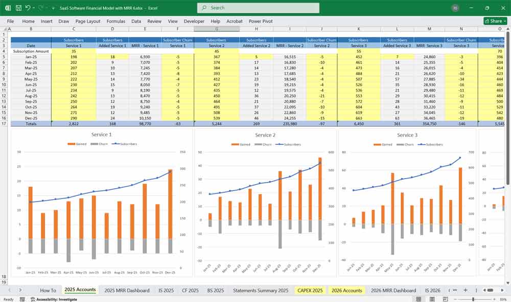 SaaS Software Financial Template