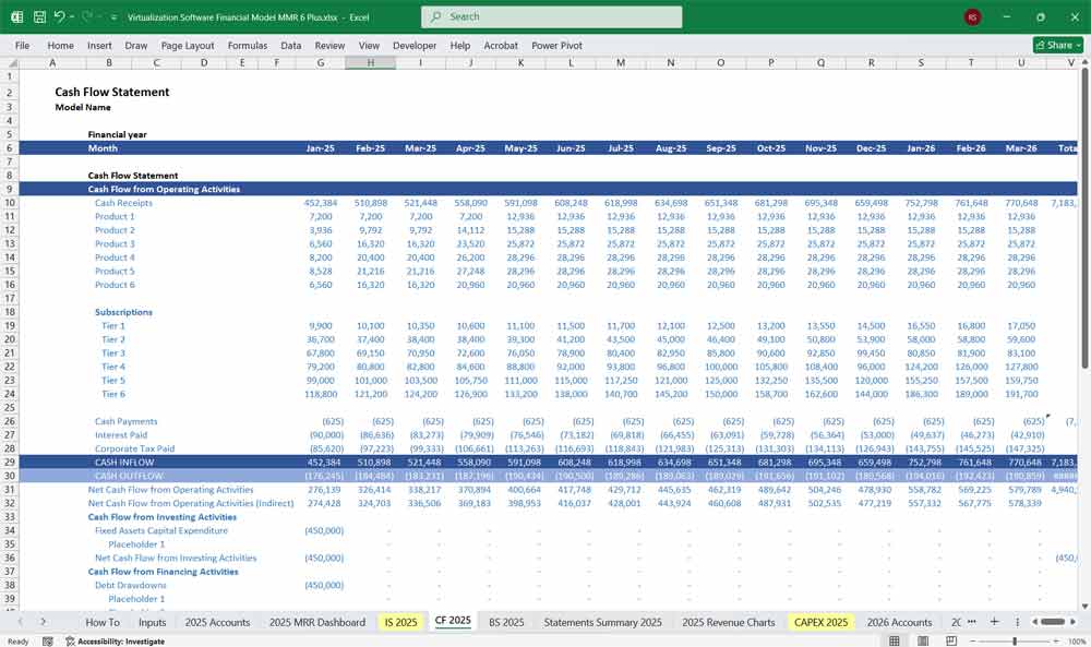Virtualization Software Financial Model