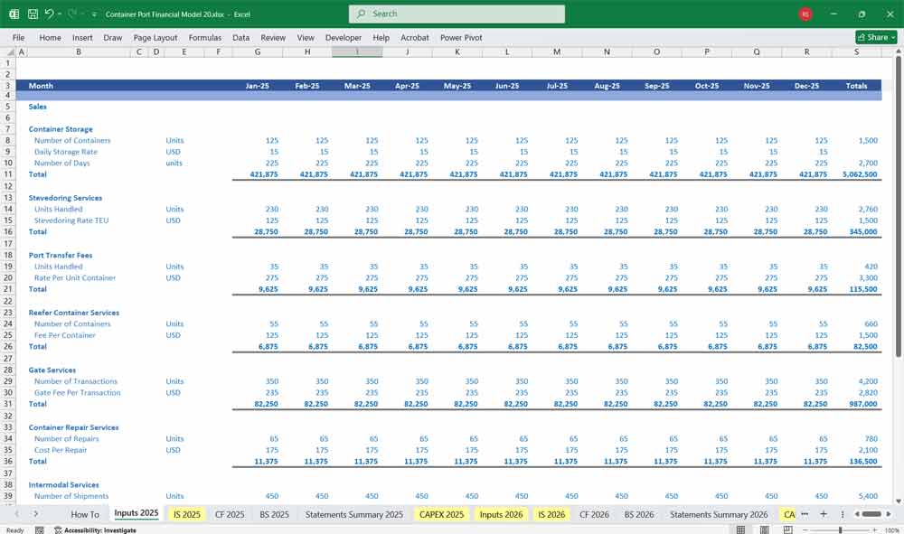 Container Port Financial Model