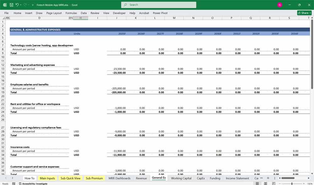 Fintech Mobile App Finance Model