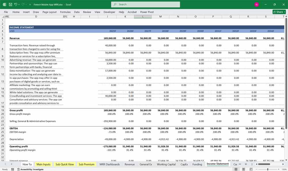 Fintech Mobile App Finance Model