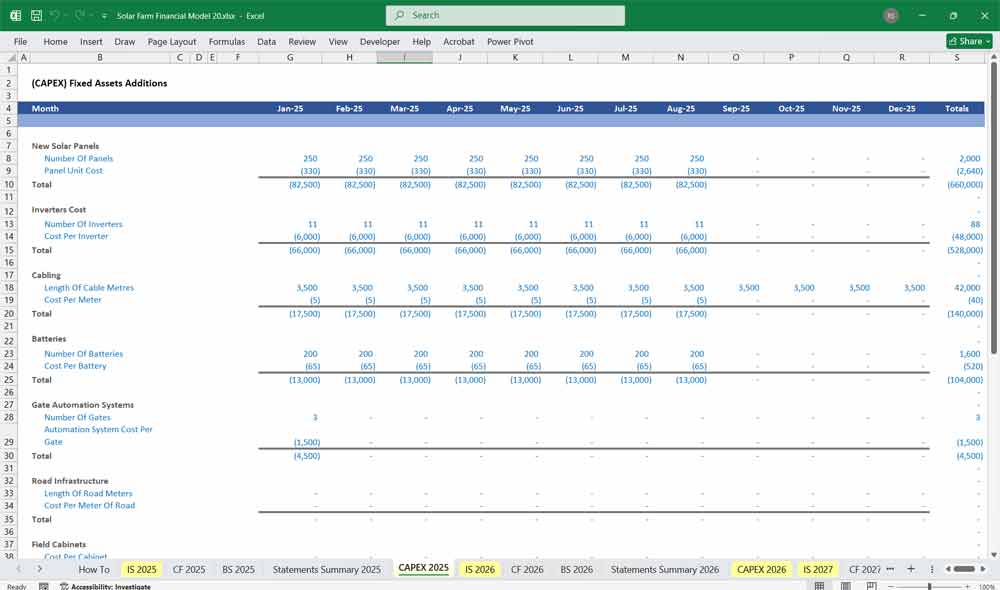 Solar Farm Finance Model