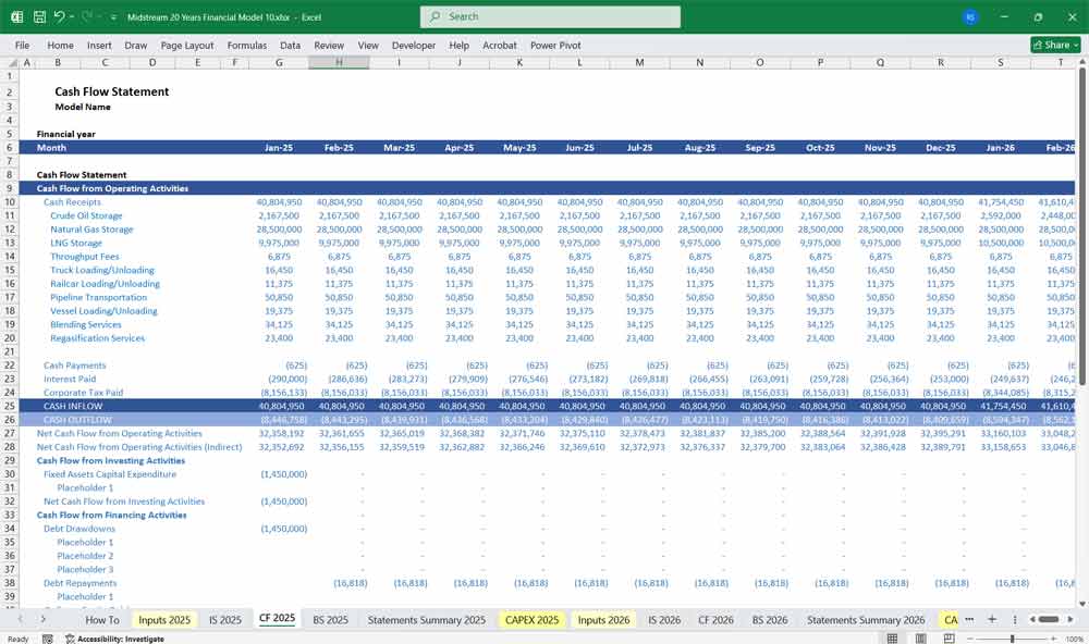 Midstream Oil & Gas Financial Model