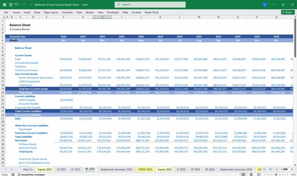 Midstream Oil & Gas Financial Template