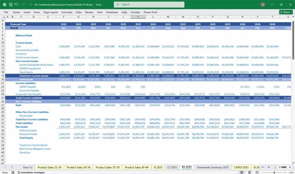 Air Conditioning Supplier Financial Model