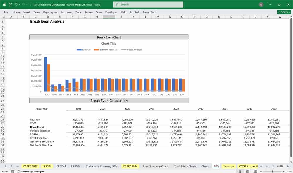 Air Conditioning Supplier Financial Model