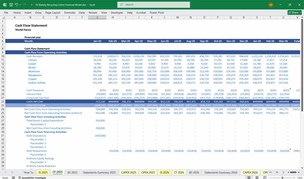 EV Battery Recycling Financial Model