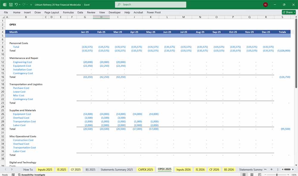 Lithium Refinery Financial Model