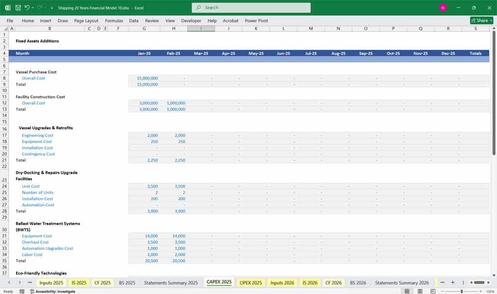 Shipping Charter Financial Model