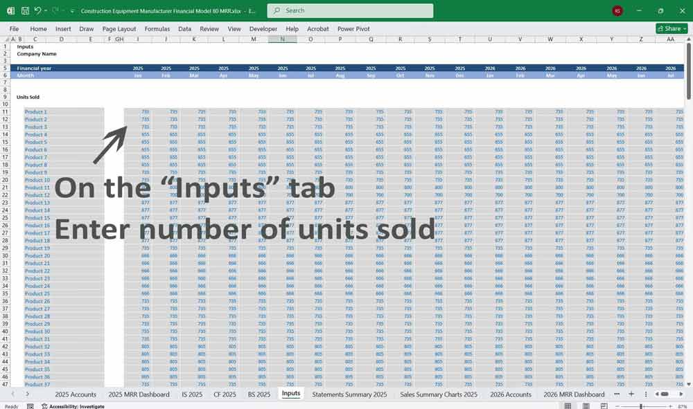 Construction Equipment Manufacturer Financial Model