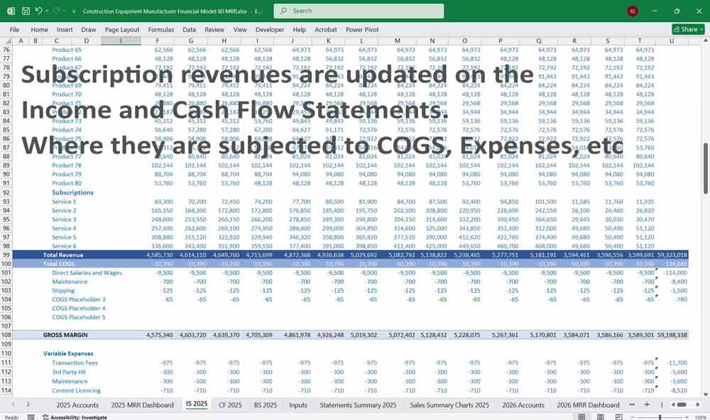Construction Equipment Manufacturer Excel Template