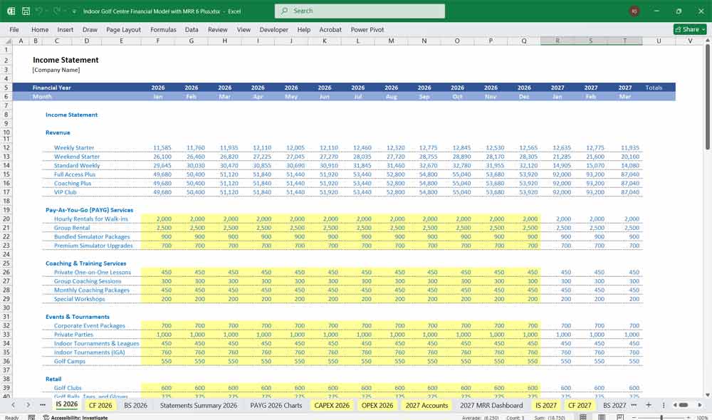 Financial-Model-Income-Statement
