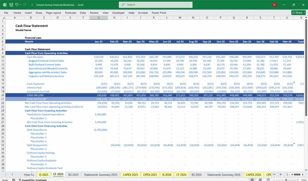 Cement Factory Financial Model