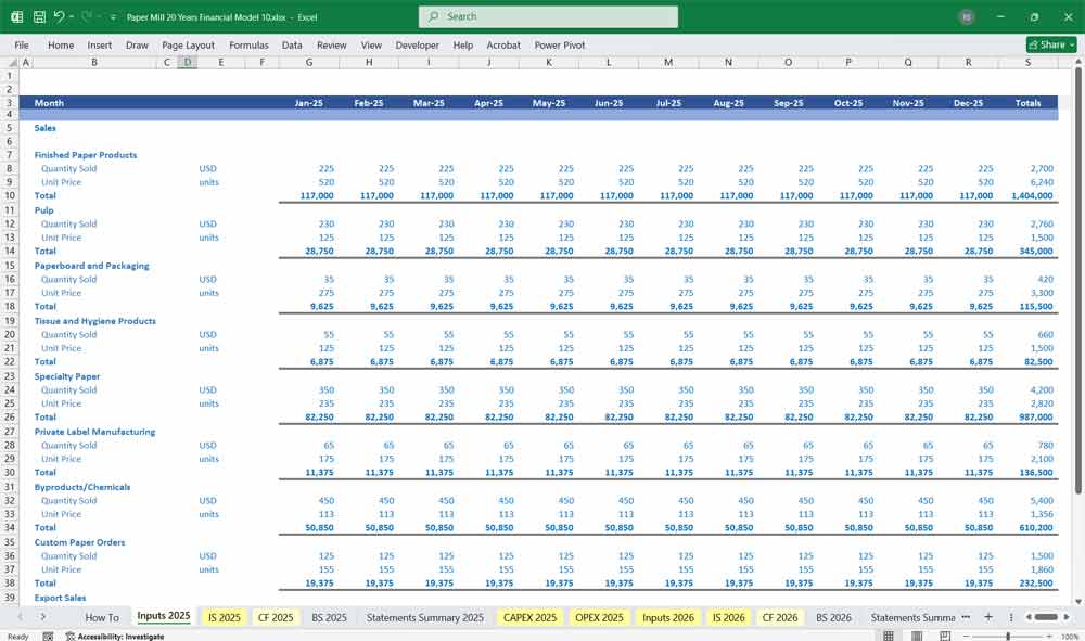 Paper Mill Financial Model