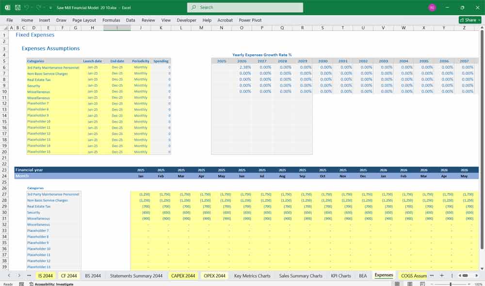 Sawmill Expenses Template