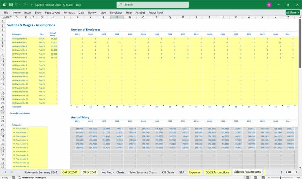 Sawmill Financial Model