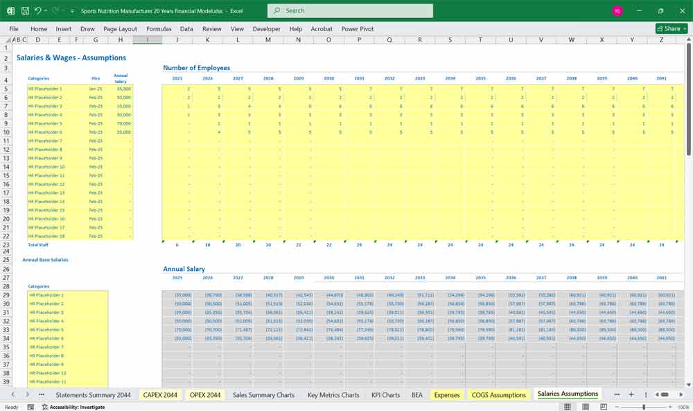Sports Nutrition Financial Model