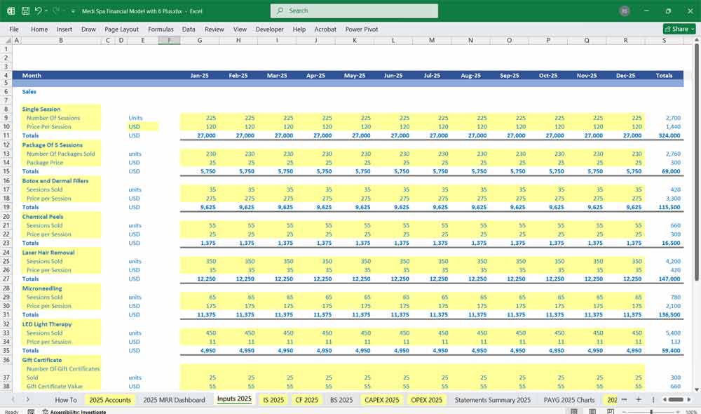 Medi Spa Finance Model