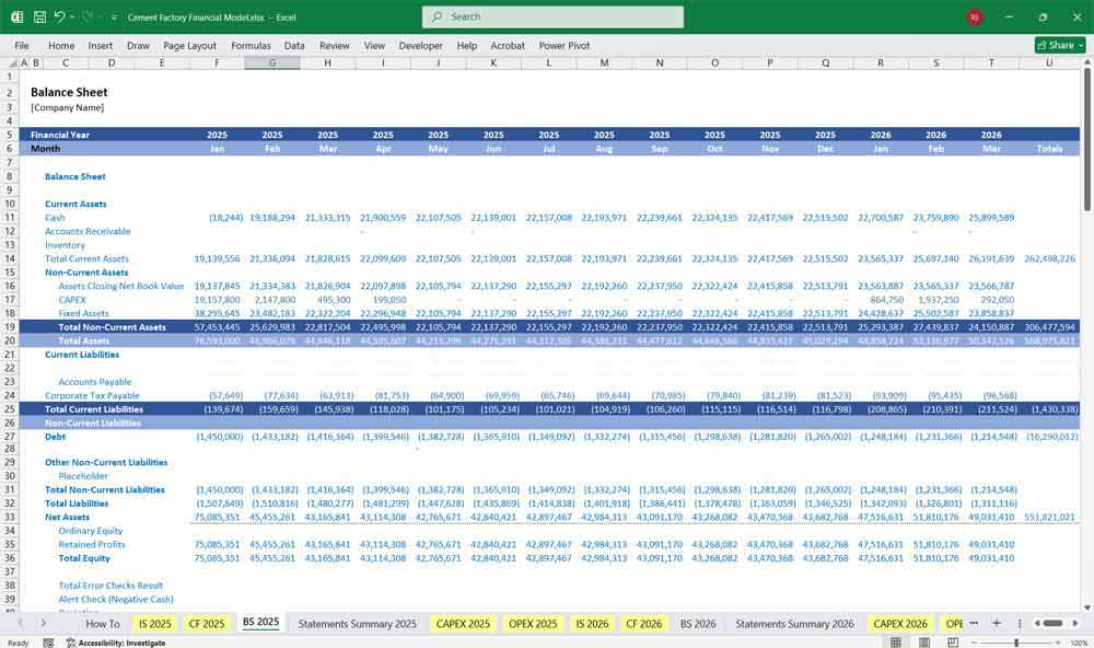Cement Factory Financial Model
